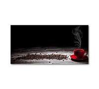 Tulup Crédence de Cuisine 100x50cm Dosseret en Verre Fond de hotte Verre de sécurité trempé Splashback Guard - Nourriture et Boissons - Rouge - Café Aromatique