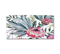 Tulup Crédence de cuisine 100x50cm Dosseret en verre Fond de hotte Verre de sécurité trempé Splashback Guard - Fleurs et plantes - Rose - Protea