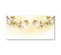 Tulup Crédence de cuisine 100x50cm Dosseret en verre Fond de hotte Verre de sécurité trempé Splashback Guard - Fleurs et plantes - Beige - Orchidée