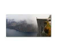 Tulup Crédence de cuisine 100x50cm Dosseret en verre Fond de hotte Verre de sécurité trempé Splashback Guard - Paysage - Bleu - Falaise Norvégienne