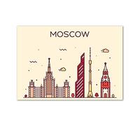 Tulup Crédence de cuisine 100x70cm Dosseret en verre Fond de hotte Verre de sécurité trempé Splashback Guard - Cartes et drapeaux - Multicolore - Bâtiments De Moscou