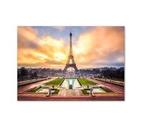 Tulup Crédence de cuisine 100x70cm Dosseret en verre Fond de hotte Verre de sécurité trempé Splashback Guard - Spectacles et architecture - Jaune - Tour Eiffel Paris