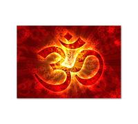 Tulup Crédence de cuisine 100x70cm Dosseret en verre Fond de hotte Verre de sécurité trempé Splashback Guard - Divers - Rouge - Un Signe Brûlant Om