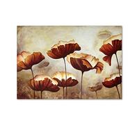 Tulup Crédence de Cuisine 100x70cm Dosseret en Verre Fond de hotte Verre de sécurité trempé Splashback Guard - Fleurs et Plantes - Brun - Maki