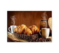 Tulup Crédence de cuisine 100x70cm Dosseret en verre Fond de hotte Verre de sécurité trempé Splashback Guard - Nourriture et boissons - Brun - Petit Déjeuner