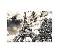 Tulup Crédence de Cuisine 100x70cm Dosseret en Verre Fond de hotte Verre de sécurité trempé Splashback Guard - Spectacles et Architecture - Noir et Blanc - Tour Eiffel Paris
