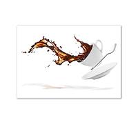 Tulup Crédence de cuisine 100x70cm Dosseret en verre Fond de hotte Verre de sécurité trempé Splashback Guard - Nourriture et boissons - Brun - Café Renversé