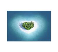 Tulup Crédence de cuisine 100x70cm Dosseret en verre Fond de hotte Verre de sécurité trempé Splashback Guard - Paysage - Bleu - Forme De Coeur De L'île