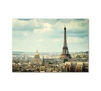 Tulup Crédence de cuisine 100x70cm Dosseret en verre Fond de hotte Verre de sécurité trempé Splashback Guard - Spectacles et architecture - Beige - Tour Eiffel Paris