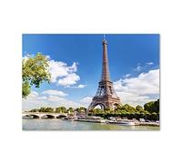 Tulup Crédence de cuisine 100x70cm Dosseret en verre Fond de hotte Verre de sécurité trempé Splashback Guard - Spectacles et architecture - Bleu - Tour Eiffel Paris