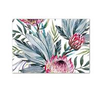 Tulup Crédence de cuisine 100x70cm Dosseret en verre Fond de hotte Verre de sécurité trempé Splashback Guard - Fleurs et plantes - Rose - Protea