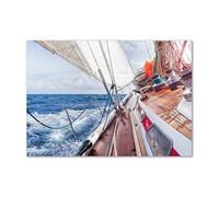 Tulup Crédence de cuisine 100x70cm Dosseret en verre Fond de hotte Verre de sécurité trempé Splashback Guard - Véhicules - Brun - Voilier Dans La Mer