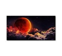Tulup Crédence de Cuisine 120x60cm Dosseret en Verre Fond de hotte Verre de sécurité trempé Splashback Guard - Cosmos & Science Fiction - Rouge - Eclipse De La Lune