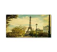 Tulup Crédence de cuisine 120x60cm Dosseret en verre Fond de hotte Verre de sécurité trempé Splashback Guard - Spectacles et architecture - Jaune - Tour Eiffel Paris