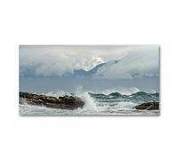 Tulup Crédence de cuisine 120x60cm Dosseret en verre Fond de hotte Verre de sécurité trempé Splashback Guard - Paysage - Brun - Une Mer Agitée