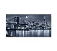 Tulup Crédence de Cuisine 120x60cm Dosseret en Verre Fond de hotte Verre de sécurité trempé Splashback Guard - Spectacles et Architecture - Noir et Blanc - Manhattan New York