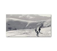 Tulup Crédence de Cuisine 120x60cm Dosseret en Verre Fond de hotte Verre de sécurité trempé Splashback Guard - Personnes - Blanc - Skieurs
