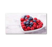 Tulup Crédence de cuisine 120x60cm Dosseret en verre Fond de hotte Verre de sécurité trempé Splashback Guard - Nourriture et boissons - Rouge - Framboises Et Myrtilles