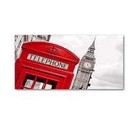 Tulup Crédence de cuisine 120x60cm Dosseret en verre Fond de hotte Verre de sécurité trempé Splashback Guard - Spectacles et architecture - Rouge - Boîte De Téléphone