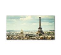 Tulup Crédence de Cuisine 120x60cm Dosseret en Verre Fond de hotte Verre de sécurité trempé Splashback Guard - Spectacles et Architecture - Beige - Tour Eiffel Paris
