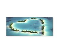 Tulup Crédence de Cuisine 125x50cm Dosseret en Verre Fond de hotte Verre de sécurité trempé Splashback Guard - Paysage - Bleu - Forme De Coeur des Îles