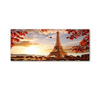 Tulup Crédence de Cuisine 125x50cm Dosseret en Verre Fond de hotte Verre de sécurité trempé Splashback Guard - Spectacles et Architecture - Rouge - Tour Eiffel Paris