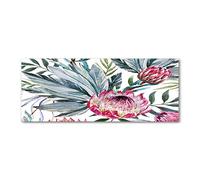 Tulup Crédence de cuisine 125x50cm Dosseret en verre Fond de hotte Verre de sécurité trempé Splashback Guard - Fleurs et plantes - Rose - Protea