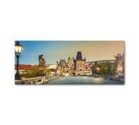 Tulup Crédence de cuisine 125x50cm Dosseret en verre Fond de hotte Verre de sécurité trempé Splashback Guard - Spectacles et architecture - Multicolore - Prague Bridge République Tchèque