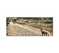 Tulup Crédence de Cuisine 125x50cm Dosseret en Verre Fond de hotte Verre de sécurité trempé Splashback Guard - Animaux - Beige - Deux Chiens sur La Colline