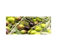 Tulup Crédence de cuisine 125x50cm Dosseret en verre Fond de hotte Verre de sécurité trempé Splashback Guard - Nourriture et boissons - Vert - Olives Fraîches