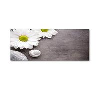 Tulup Crédence de cuisine 125x50cm Dosseret en verre Fond de hotte Verre de sécurité trempé Splashback Guard - Fleurs et plantes - Blanc - Gerbera