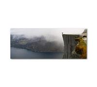 Tulup Crédence de cuisine 125x50cm Dosseret en verre Fond de hotte Verre de sécurité trempé Splashback Guard - Paysage - Bleu - Falaise Norvégienne
