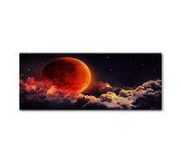 Tulup Crédence de cuisine 125x50cm Dosseret en verre Fond de hotte Verre de sécurité trempé Splashback Guard - Cosmos & Science fiction - Rouge - Eclipse De La Lune