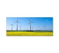 Tulup Crédence de Cuisine 125x50cm Dosseret en Verre Fond de hotte Verre de sécurité trempé Splashback Guard - Paysage - Jaune - Moulins À Vent sur Le Terrain