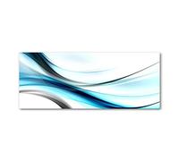 Tulup Crédence de cuisine 125x50cm Dosseret en verre Fond de hotte Verre de sécurité trempé Splashback Guard - Art: moderne et classique - Bleu - Abstraction Des Vagues