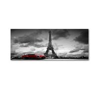 Tulup Crédence de Cuisine 125x50cm Dosseret en Verre Fond de hotte Verre de sécurité trempé Splashback Guard - Spectacles et Architecture - Rouge - Tour Eiffel Paris