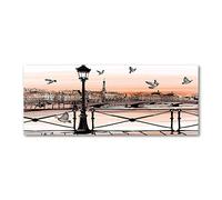 Tulup Crédence de cuisine 125x50cm Dosseret en verre Fond de hotte Verre de sécurité trempé Splashback Guard - Spectacles et architecture - Orange - Crépuscule À Paris