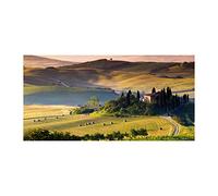 Tulup Crédence de cuisine 140x70cm Dosseret en verre Fond de hotte Verre de sécurité trempé Splashback Guard - Paysage - Vert - Toscane Italie