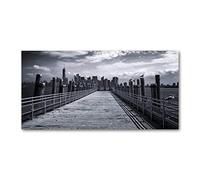 Tulup Crédence de cuisine 140x70cm Dosseret en verre Fond de hotte Verre de sécurité trempé Splashback Guard - Spectacles et architecture - Noir et blanc - Panorama De New York