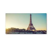 Tulup Crédence de cuisine 140x70cm Dosseret en verre Fond de hotte Verre de sécurité trempé Splashback Guard - Spectacles et architecture - Jaune - Tour Eiffel Paris