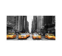 Tulup Crédence de cuisine 140x70cm Dosseret en verre Fond de hotte Verre de sécurité trempé Splashback Guard - Véhicules - Jaune - Taxis New York