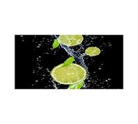 Tulup Crédence de cuisine 140x70cm Dosseret en verre Fond de hotte Verre de sécurité trempé Splashback Guard - Nourriture et boissons - Vert - Limes Et Eau