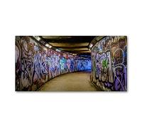 Tulup Crédence de cuisine 140x70cm Dosseret en verre Fond de hotte Verre de sécurité trempé Splashback Guard - Spectacles et architecture - Multicolore - Graffiti Dans Le Métro