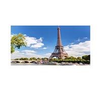 Tulup Crédence de Cuisine 140x70cm Dosseret en Verre Fond de hotte Verre de sécurité trempé Splashback Guard - Spectacles et Architecture - Bleu - Tour Eiffel Paris