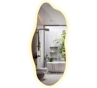 Tulup Grand Miroir avec Éclairage 45x100 cm Lumière Chaude pour Chambre à Coucher Forme Ondulée Organique Lumières LED Unique Design Miroir Cosmétique Irrégulier Decoration Minimaliste sans Cadre