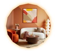 Tulup Grand Miroir Moderne 100x100 cm Decoration Murale Suspendu avec Éclairage pour Chambre à Coucher Salle de Bain Salon Couloir Rétro Éclairage Lumières LED Style Industriel Unique