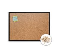 Tulup Grand Tableau en Liège 100x70 cm d'organisation de Présentation pour Bureau, Salle de Classe ou Maison Avec Punaises Tableau Mémo Avec Cadre Noir en Plastique Tableau d'affichage