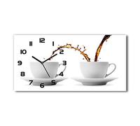 Tulup Horloge en Verre 60x30cm Silencieuse sur Pied Salon Design La Mur Impression Verre Sécurité Noir - café Qui fuit