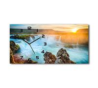 Tulup Horloge en Verre 60x30cm Silencieuse sur Pied Salon Design La Mur Impression Verre Sécurité Noir - Cascade