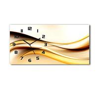 Tulup Horloge en Verre 60x30cm Silencieuse sur Pied Salon Design La Mur Impression Verre Sécurité Noir - Vagues abstraites